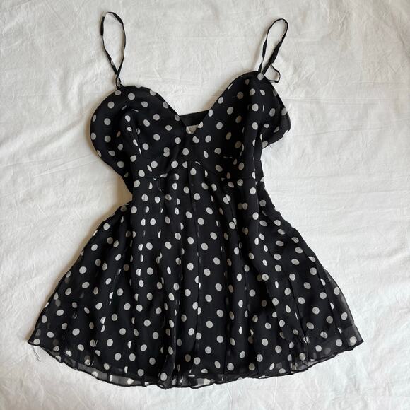 American Vintage Tops - y2k silk polka dot cami ICE 100% silk babydoll top size large